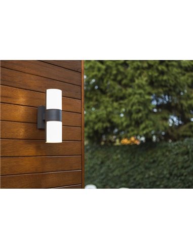 Aplique tubular LED exterior CYRA antracita con cabezales que rotan 350º 3000K