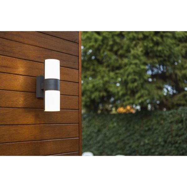 Aplique tubular LED exterior CYRA antracita con cabezales que rotan 350º 3000K