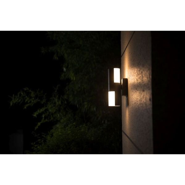 Aplique tubular LED exterior CYRA antracita con cabezales que rotan 350º 3000K