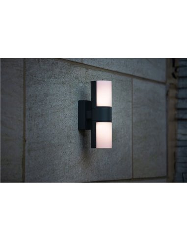 Aplique tubular LED exterior CYRA antracita con cabezales que rotan 350º 3000K