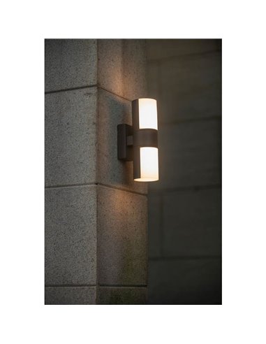 Aplique tubular LED exterior CYRA antracita con cabezales que rotan 350º 3000K