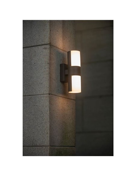 Aplique tubular LED exterior CYRA antracita con cabezales que rotan 350º 3000K