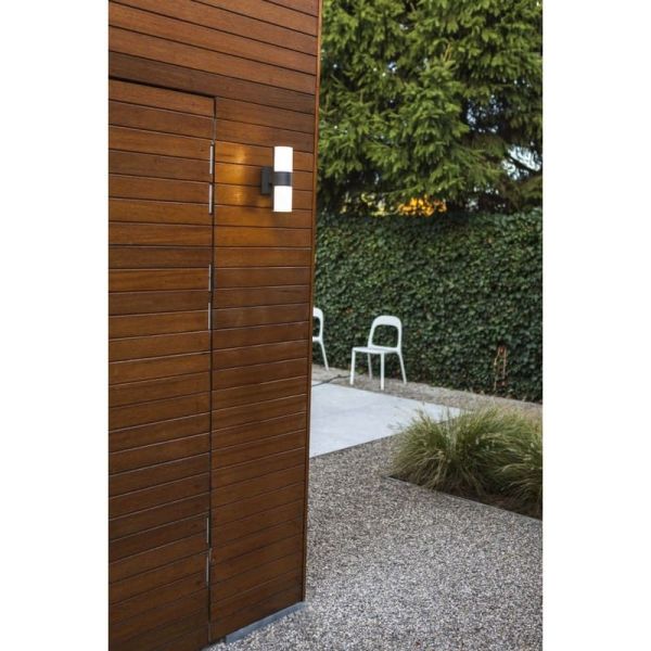 Aplique tubular LED exterior CYRA antracita con cabezales que rotan 350º 3000K