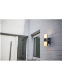 Aplique LED tubular exterior CYRA antracita con sensor de movimiento negro, con cabezales que rotan 350º 3000K