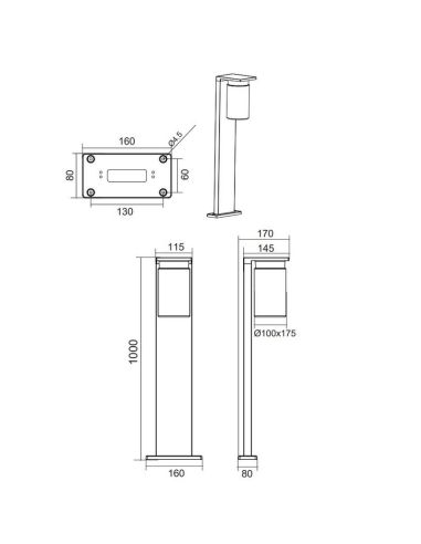Poste para exterior Superficie ARDILA Sensor Oscuridad e Interruptor | LeonLeds