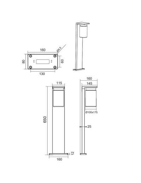 Baliza exterior de Superficie ARDILA Sensor de Oscuridad e Interruptor | LeonLeds