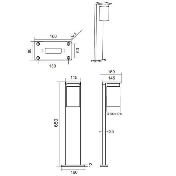 Baliza exterior de Superficie ARDILA Sensor de Oscuridad e Interruptor | LeonLeds