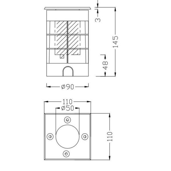 Farol quadrado embutido para exterior LED BELAJA | LeonLeds