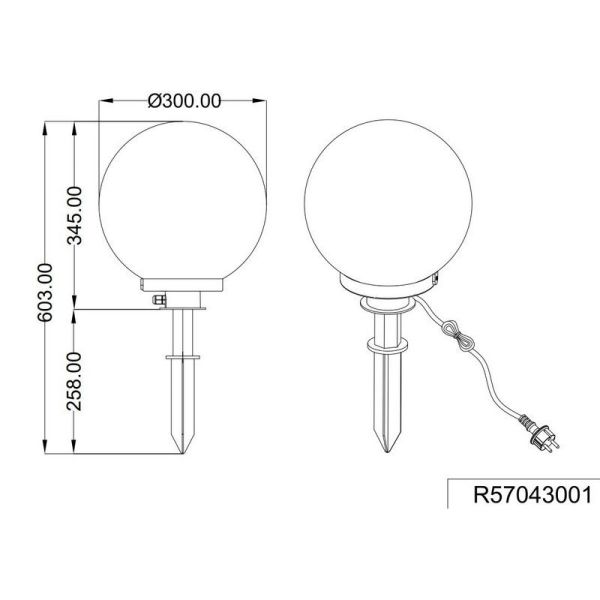 Baliza para exterior Forma de Bola Blanco BOLO Ø30cm IP44 | LeonLeds