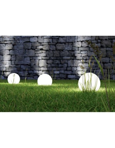 Balise d'extérieur forme boule blanche BOLO Ø40cm IP44 | LéonLeds