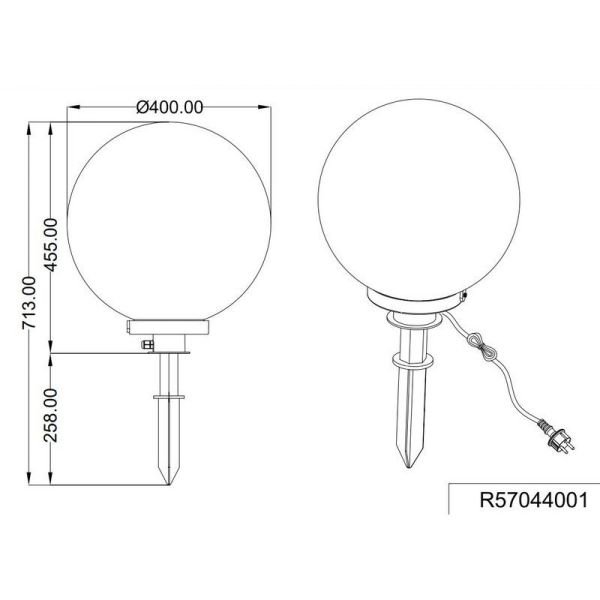 Farol de exterior formato bola branco BOLO Ø40cm IP44 | LeonLeds