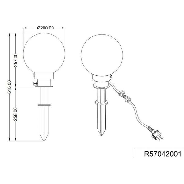 Baliza exterior BOLO Forma de Bola Blanco Ø20cm IP44 | LeonLeds