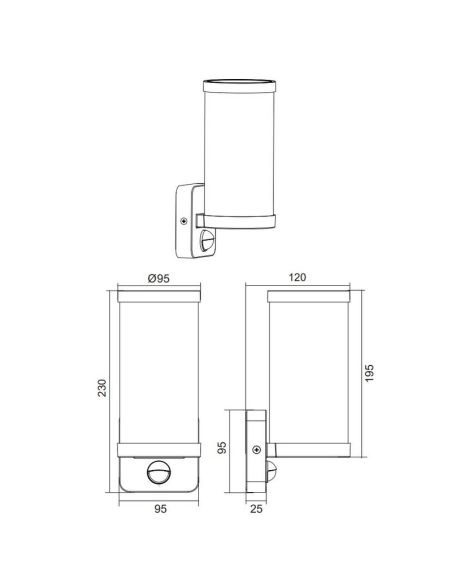 Aplique Exterior Pared BONITO Blanco Detector de Movimiento IP44 | LeonLeds