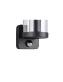 Aplique pared Exterior BONITO Negro Detector de Movimiento Bombilla IP44 | LeonLeds