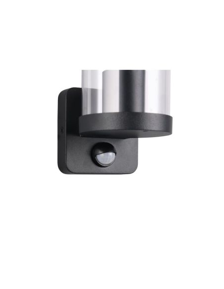 Aplique pared Exterior BONITO Negro Detector de Movimiento Bombilla IP44 | LeonLeds