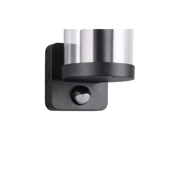Aplique pared Exterior BONITO Negro Detector de Movimiento Bombilla IP44 | LeonLeds