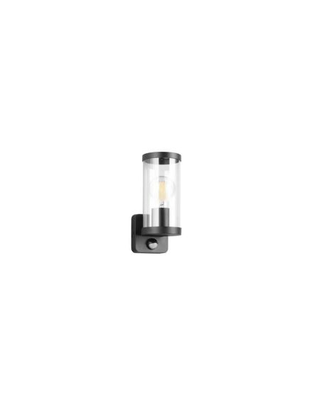 Aplique pared Exterior BONITO Negro Detector de Movimiento Bombilla IP44 | LeonLeds