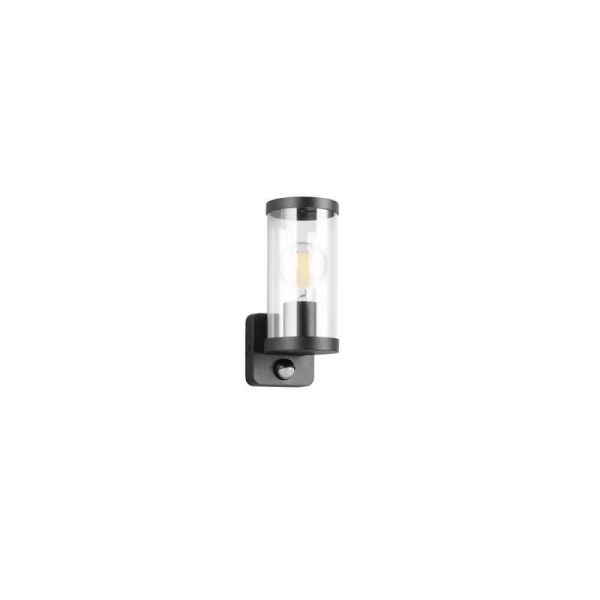Aplique pared Exterior BONITO Negro Detector de Movimiento Bombilla IP44 | LeonLeds