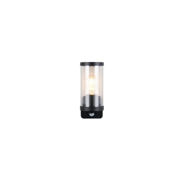 Aplique pared Exterior BONITO Negro Detector de Movimiento Bombilla IP44 | LeonLeds