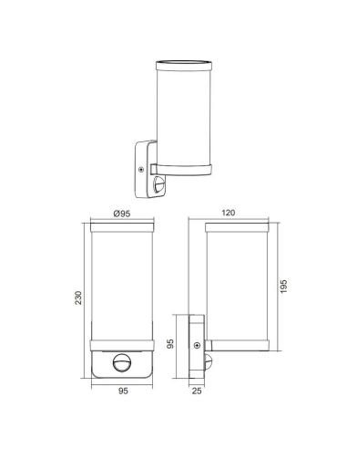 Applique d'extérieur BONITO Ampoule Noire Détecteur de Mouvement IP44 | LéonLeds