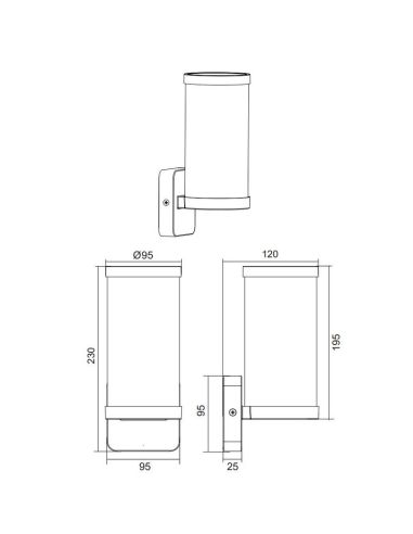 Aplique pared Exterior BONITO Negro IP44 | LeonLeds