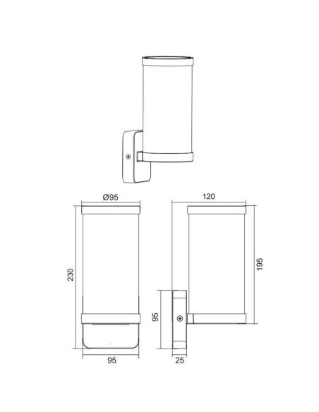 Aplique pared Exterior BONITO Negro IP44 | LeonLeds