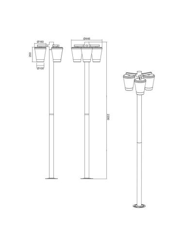 Lampadaire d'Extérieur Classique 3...
