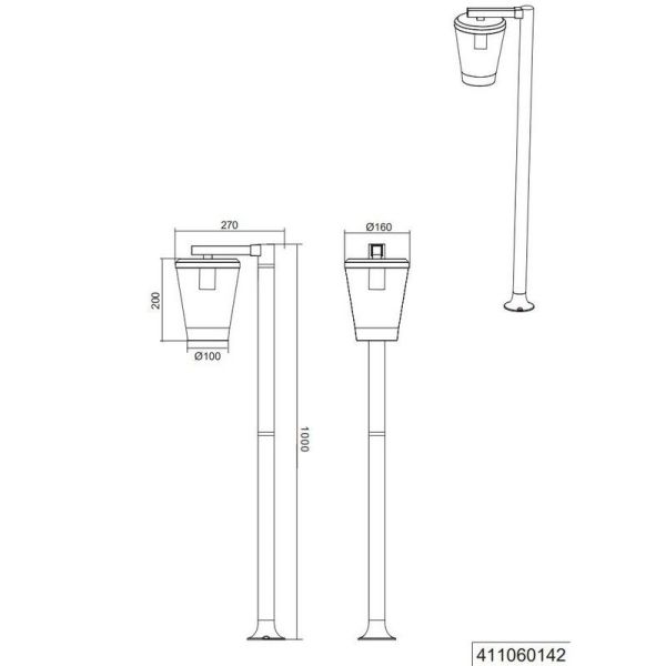 Balise d'extérieur classique CAVADO 100cm IP44 | LéonLeds