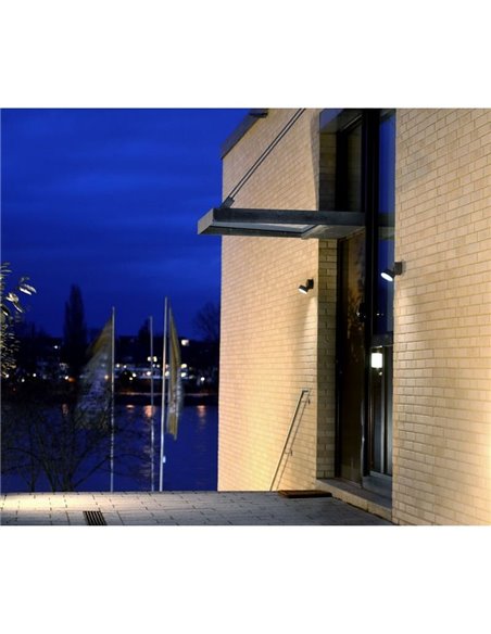Aplique de pared exterior LED TRUMPET con foco móvil 4000K 9,5W 1100Lm IP54 antracita