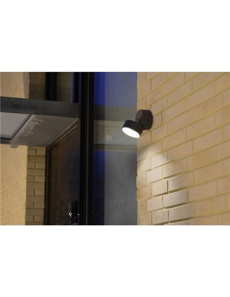 Aplique de pared exterior LED TRUMPET con foco móvil 4000K 9,5W 1100Lm IP54 antracita
