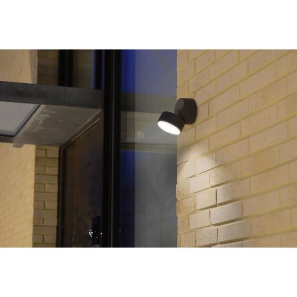 Aplique de pared exterior LED TRUMPET con foco móvil 4000K 9,5W 1100Lm IP54 antracita