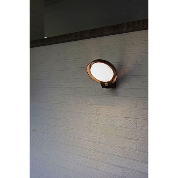 Aplique de pared LED redondo POLO con sensor de movimiento para exterior antracita 15W 3000K