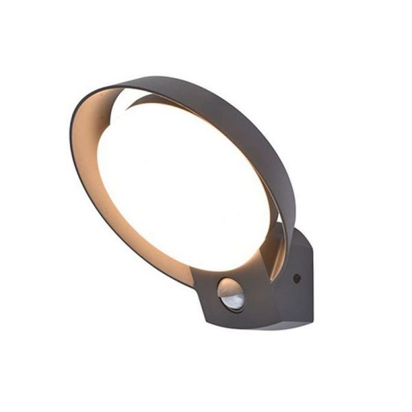 Aplique de pared LED redondo POLO con sensor de movimiento para exterior antracita 15W 3000K