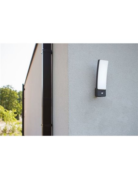 Aplique LED curvo para exterior com sensor antracite KIRA 18W 4000K 1860Lm