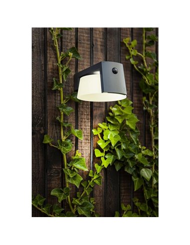 Aplique LED solar para Exterior antracita MOON con sensor de movimiento y luz permanente 4000K