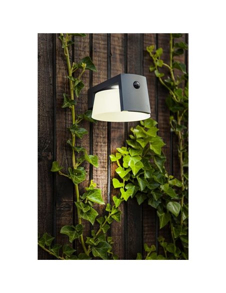 Aplique LED solar para Exterior antracita MOON con sensor de movimiento y luz permanente 4000K