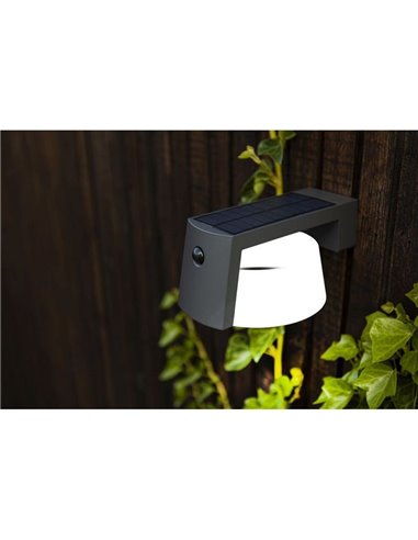 Aplique LED solar para Exterior antracita MOON con sensor de movimiento y luz permanente 4000K