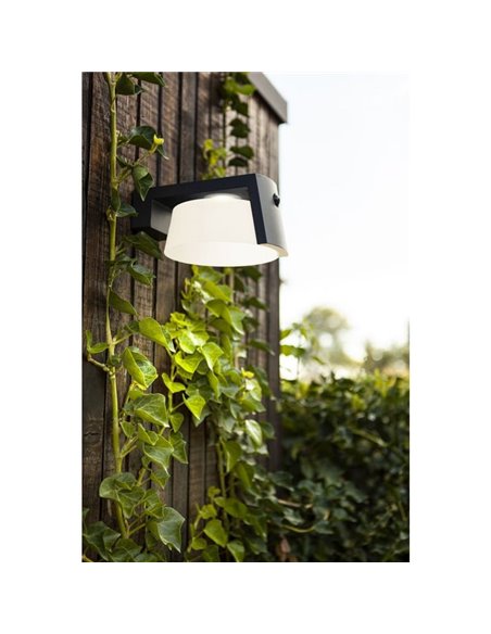 Aplique LED solar para Exterior antracita MOON con sensor de movimiento y luz permanente 4000K