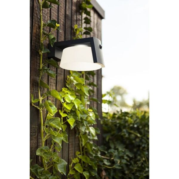 Aplique LED solar para Exterior antracita MOON con sensor de movimiento y luz permanente 4000K