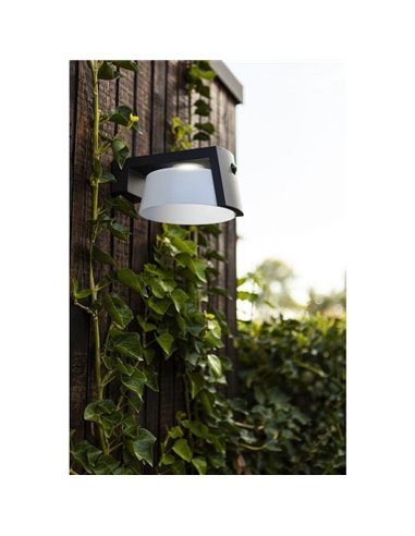 Aplique LED solar para Exterior antracita MOON con sensor de movimiento y luz permanente 4000K