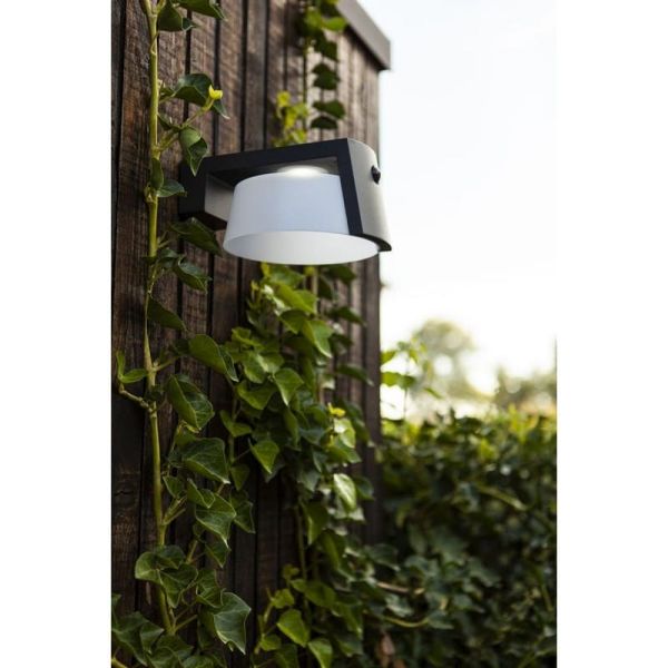 Aplique LED solar para Exterior antracita MOON con sensor de movimiento y luz permanente 4000K