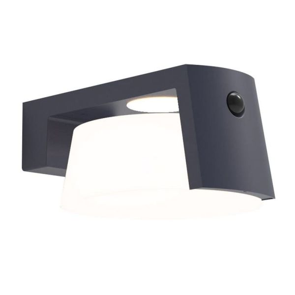 Aplique LED solar para Exterior antracita MOON con sensor de movimiento y luz permanente 4000K