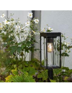 Farol LED solar FLAIR com vidro transparente e lâmpada de filamento incluída E27 + Vidro sobressalente 2