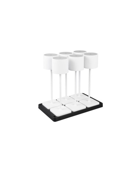 Pacote de 6 candeeiros de mesa LED reguláveis vistos de lado