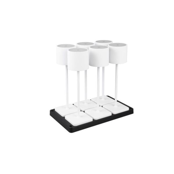 Pacote de 6 candeeiros de mesa LED reguláveis vistos de lado
