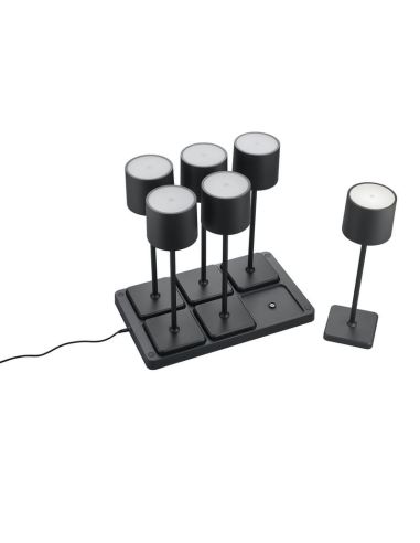 Pacote de 6 Candeeiros de Mesa LED para Exterior IP54 FERNANDEZ Bateria + Estação de Carregamento | LeonLeds