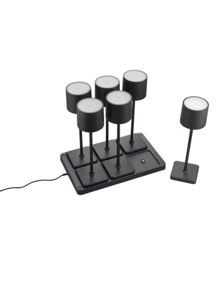 Pacote de 6 Candeeiros de Mesa LED para Exterior IP54 FERNANDEZ Bateria + Estação de Carregamento | LeonLeds