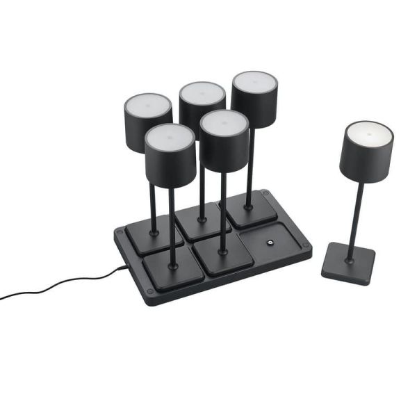 Pacote de 6 Candeeiros de Mesa LED para Exterior IP54 FERNANDEZ Bateria + Estação de Carregamento | LeonLeds