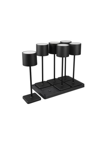 Pack 6 Lámparas de Sobremesa LED para Exterior IP54 FERNANDEZ Batería + Estación de Carga | LeonLeds