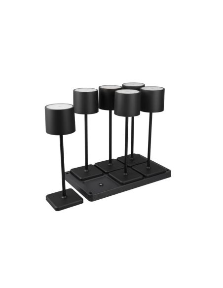 Pack 6 Lámparas de Sobremesa LED para Exterior IP54 FERNANDEZ Batería + Estación de Carga | LeonLeds